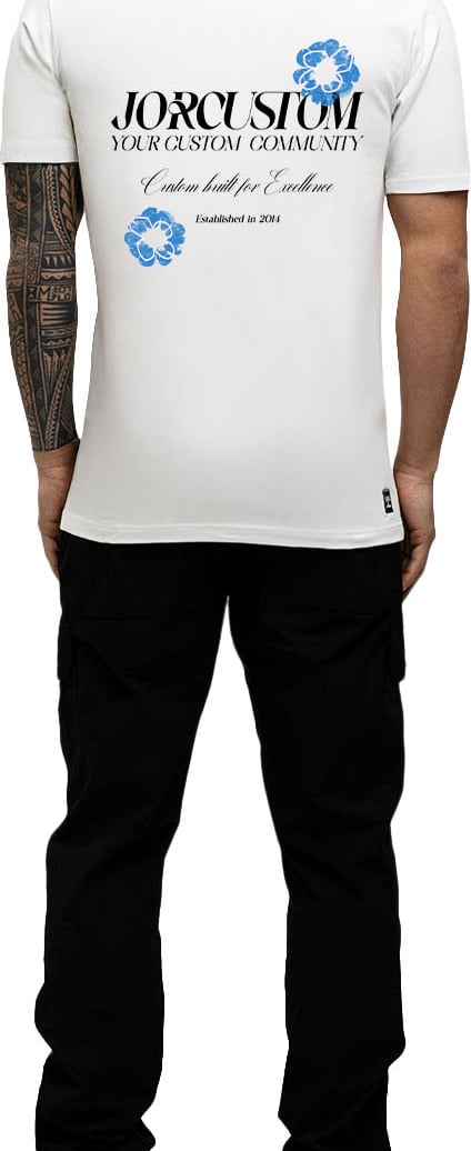 JORCUSTOM Flowers Slim Fit T-Shirt White Wit