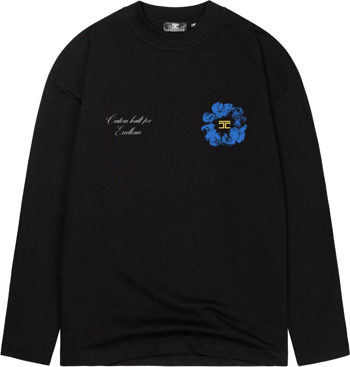 JORCUSTOM Flowers Longsleeve T-Shirt Black Zwart