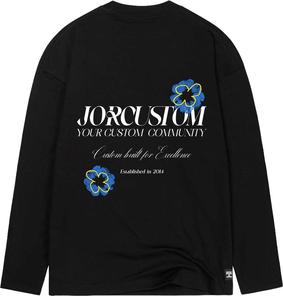 JORCUSTOM Flowers Longsleeve T-Shirt Black Zwart
