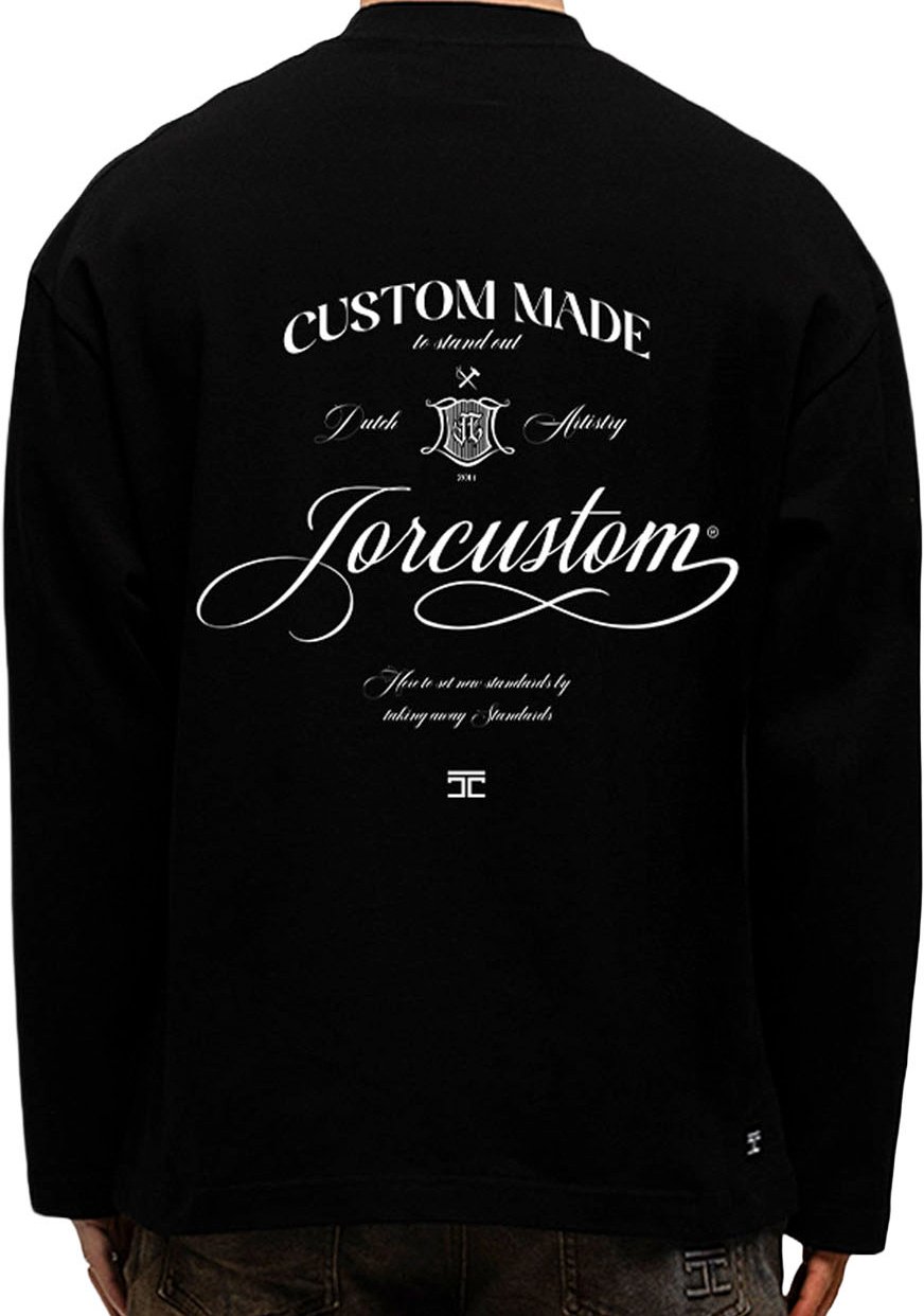 JORCUSTOM Handscri Longsleeve T-Shirt Black Zwart