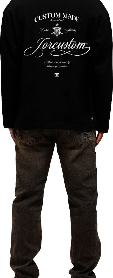 JORCUSTOM Handscri Longsleeve T-Shirt Black Zwart