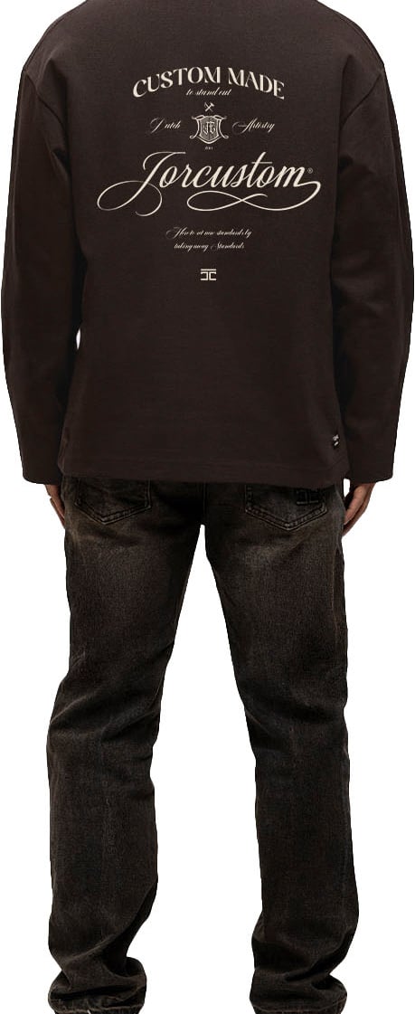 JORCUSTOM Handscri Longsleeve T-Shirt Brown Bruin