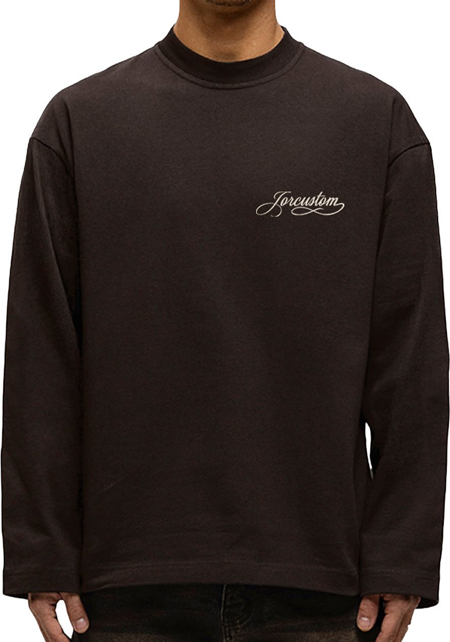 JORCUSTOM Handscri Longsleeve T-Shirt Brown Bruin