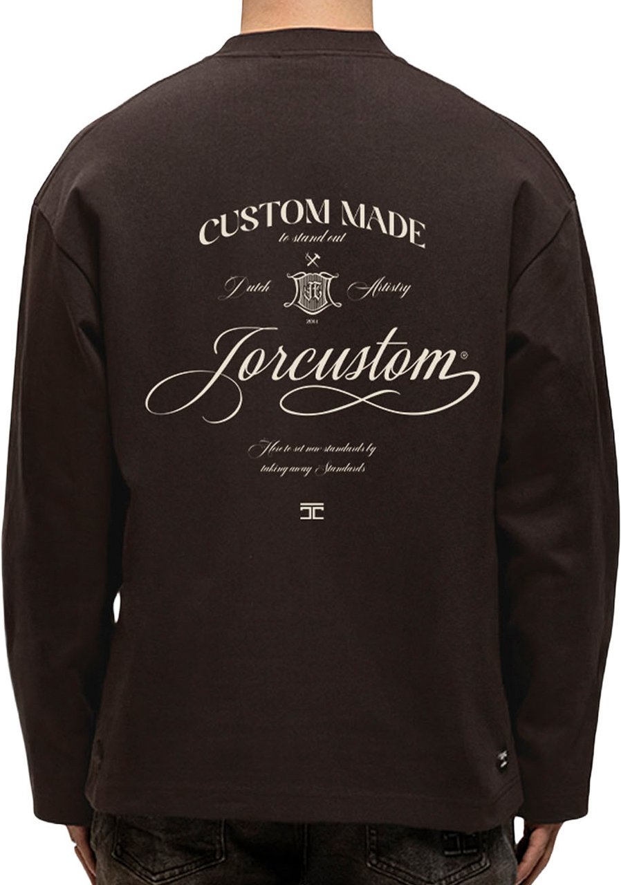 JORCUSTOM Handscri Longsleeve T-Shirt Brown Bruin