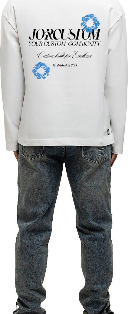 JORCUSTOM Flowers Longsleeve T-Shirt White Wit