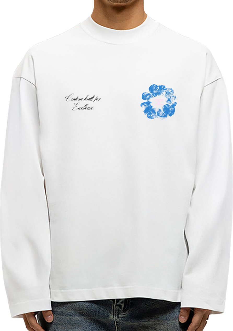 JORCUSTOM Flowers Longsleeve T-Shirt White Wit