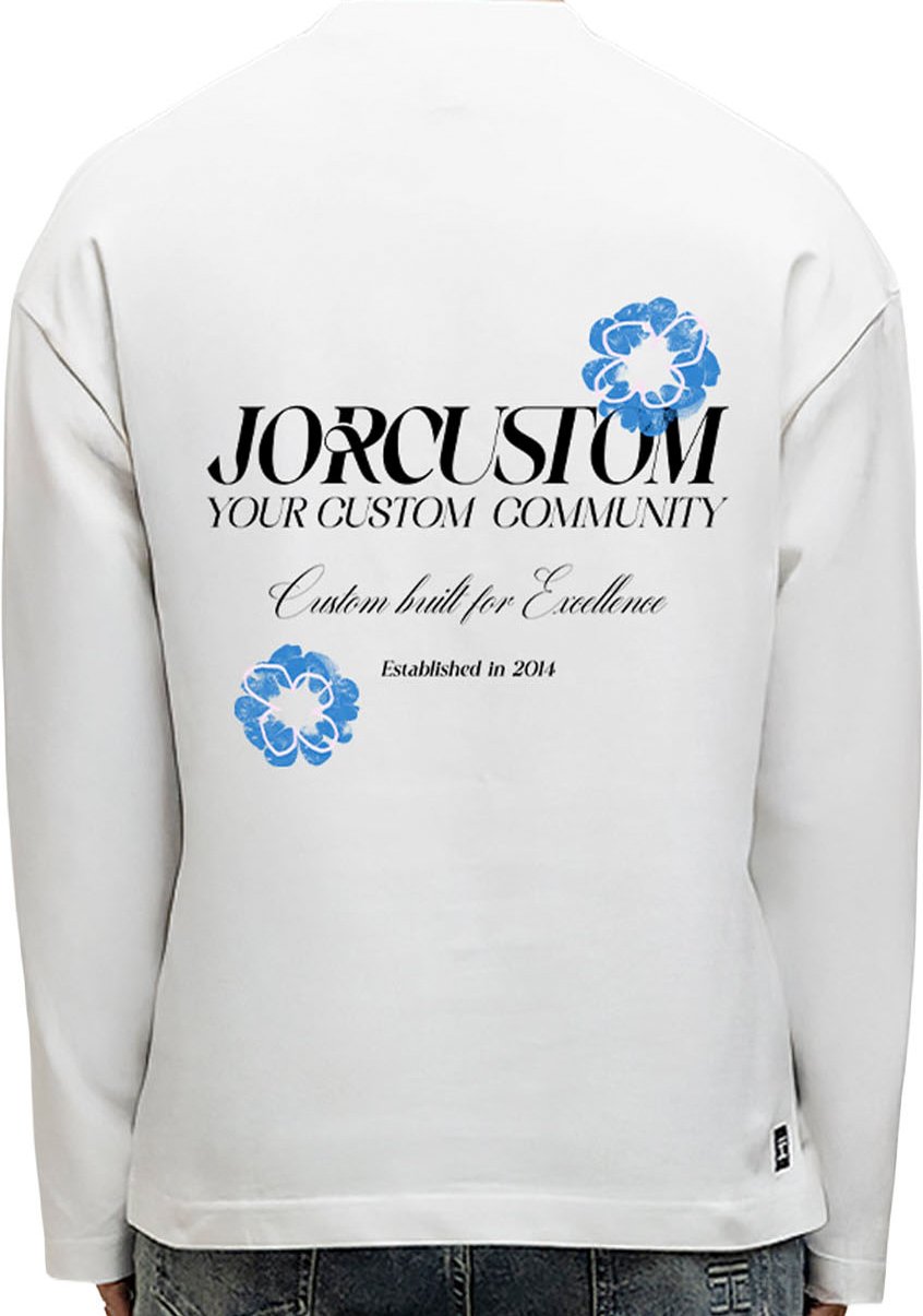 JORCUSTOM Flowers Longsleeve T-Shirt White Wit
