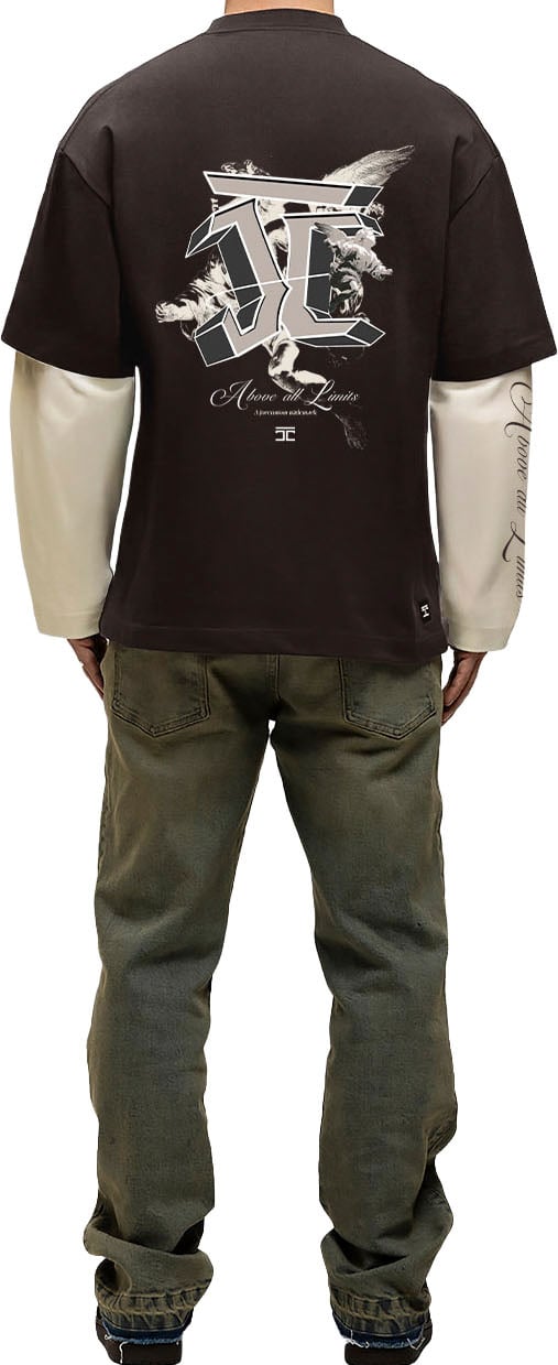 JORCUSTOM AboveAll Dl Ls T-Shirt Brown-Creme Bruin