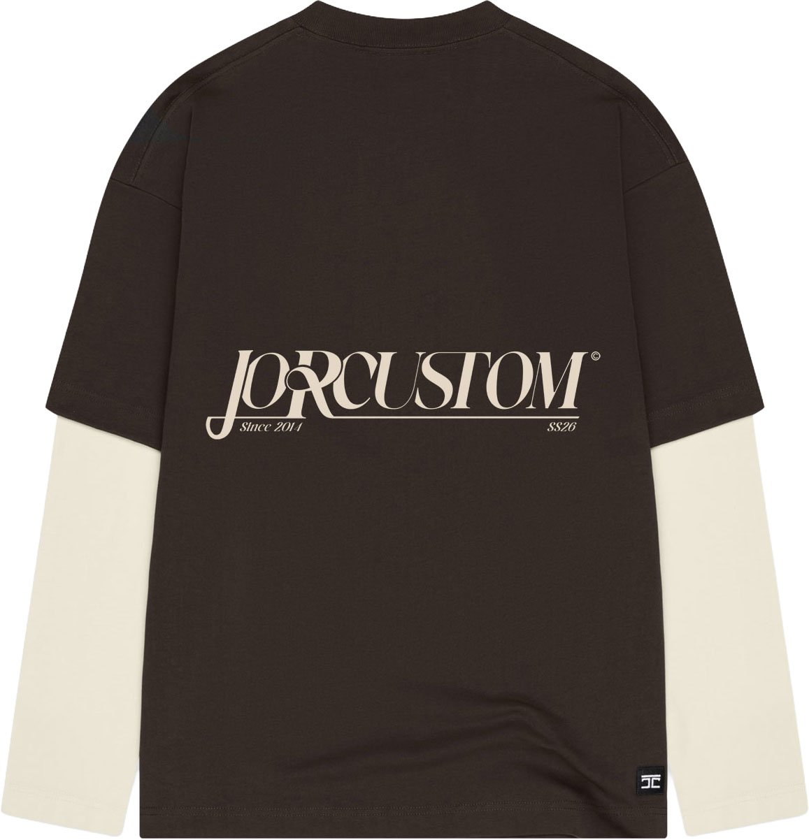JORCUSTOM Script Dl Ls T-Shirt Brown-Creme Bruin