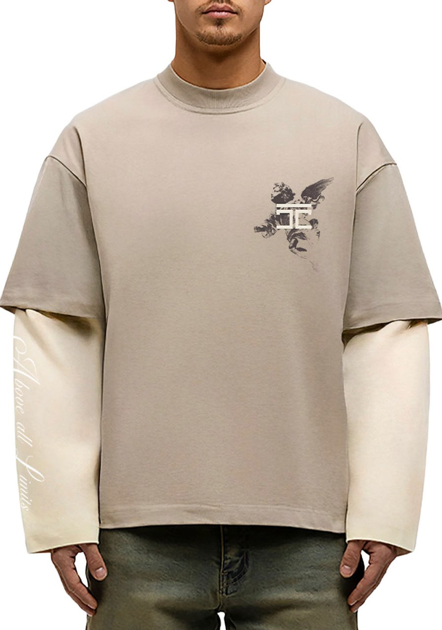 JORCUSTOM AboveAll Dl Ls T-Shirt Taupe-Creme Taupe