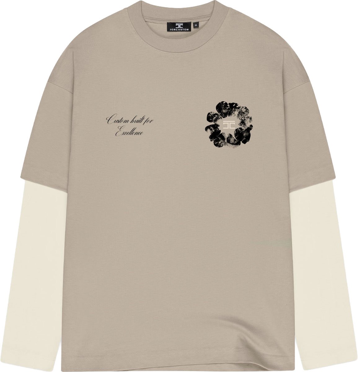 JORCUSTOM Flowers Dl Ls T-Shirt Taupe-Creme Taupe