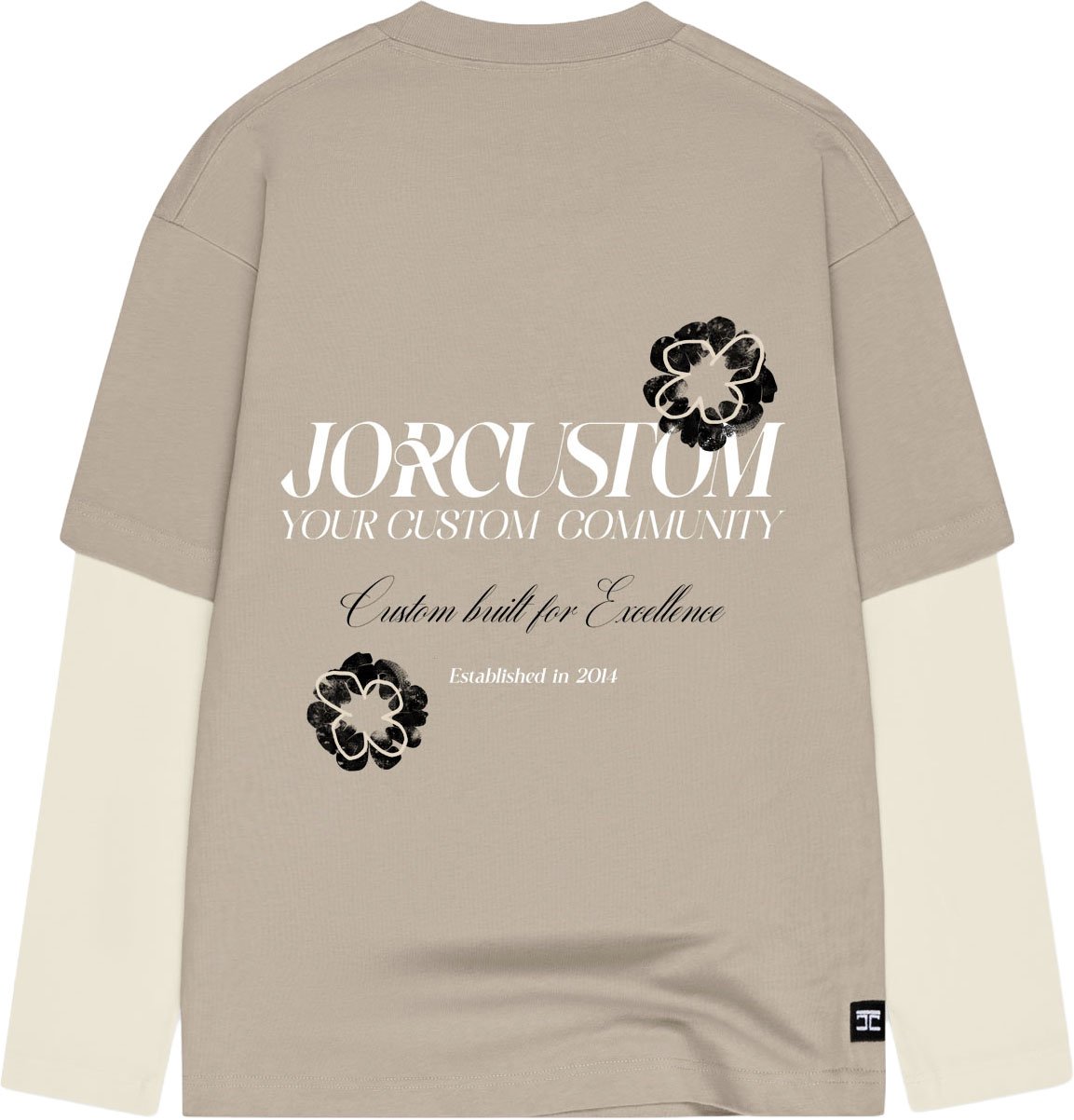 JORCUSTOM Flowers Dl Ls T-Shirt Taupe-Creme Taupe