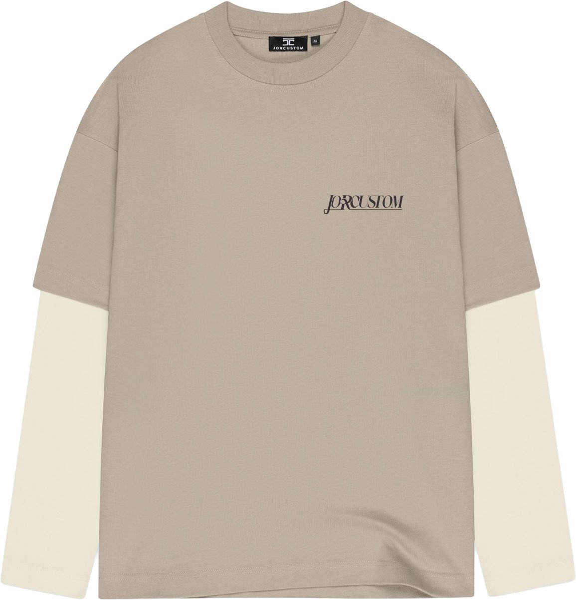 JORCUSTOM Script Dl Ls T-Shirt Taupe-Creme Taupe