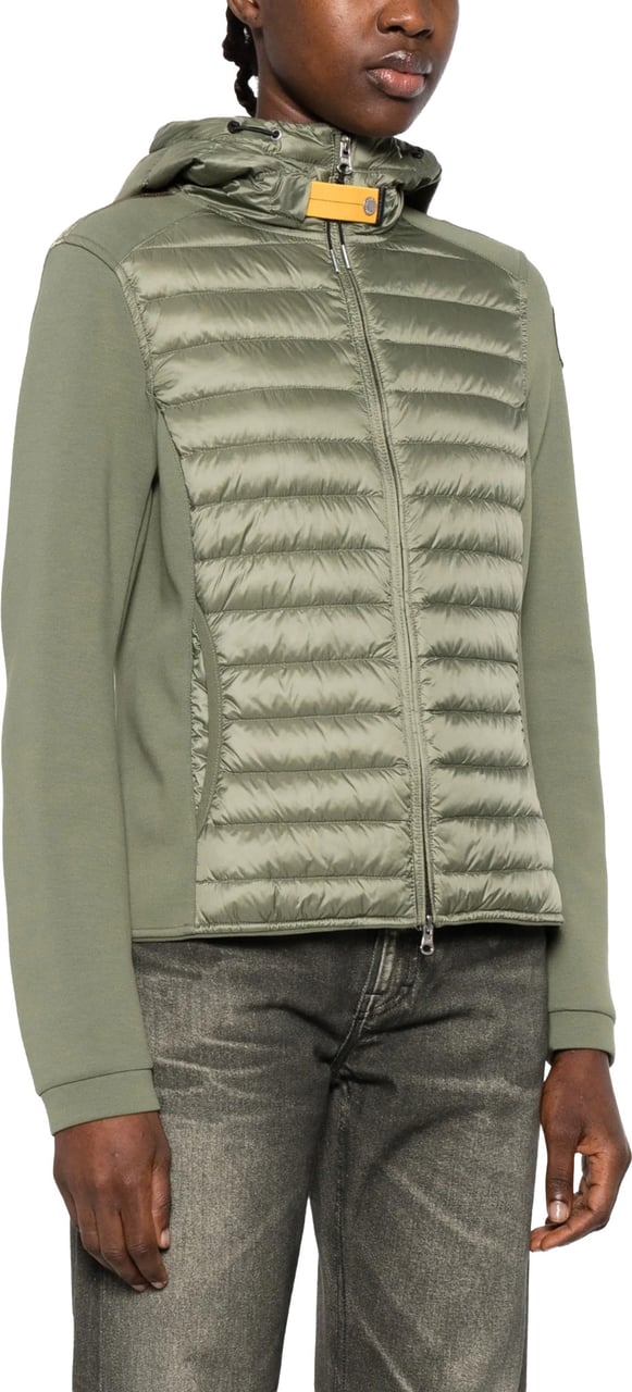 Parajumpers Khaki fleece nylon hooded jacket Groen