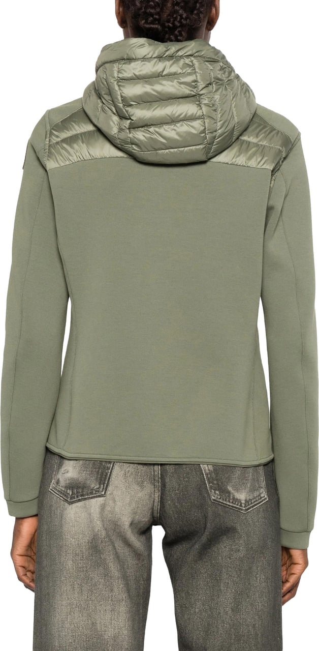 Parajumpers Khaki fleece nylon hooded jacket Groen