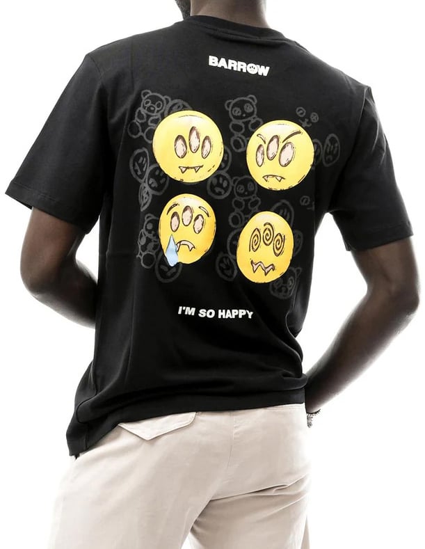 Barrow jersey t-shirt smiley zwart Zwart