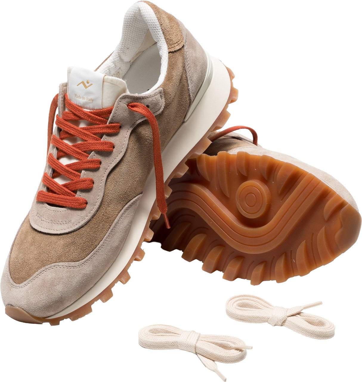 No Map Society veloce beige met oranje veters Beige