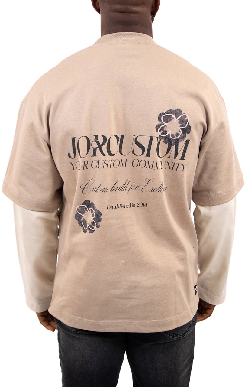 JORCUSTOM Flowers Double Layered Longsleeve T Beige