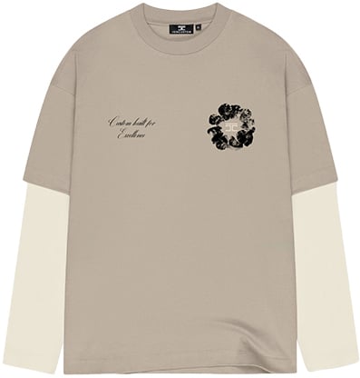 JORCUSTOM Flowers Double Layered Longsleeve T Beige