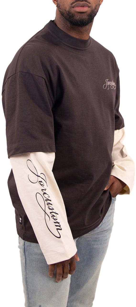 JORCUSTOM Handscript Double Layered Longsleev Bruin