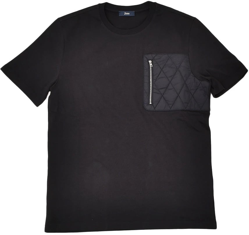 Herno T shirt zwart met borstzak Zwart