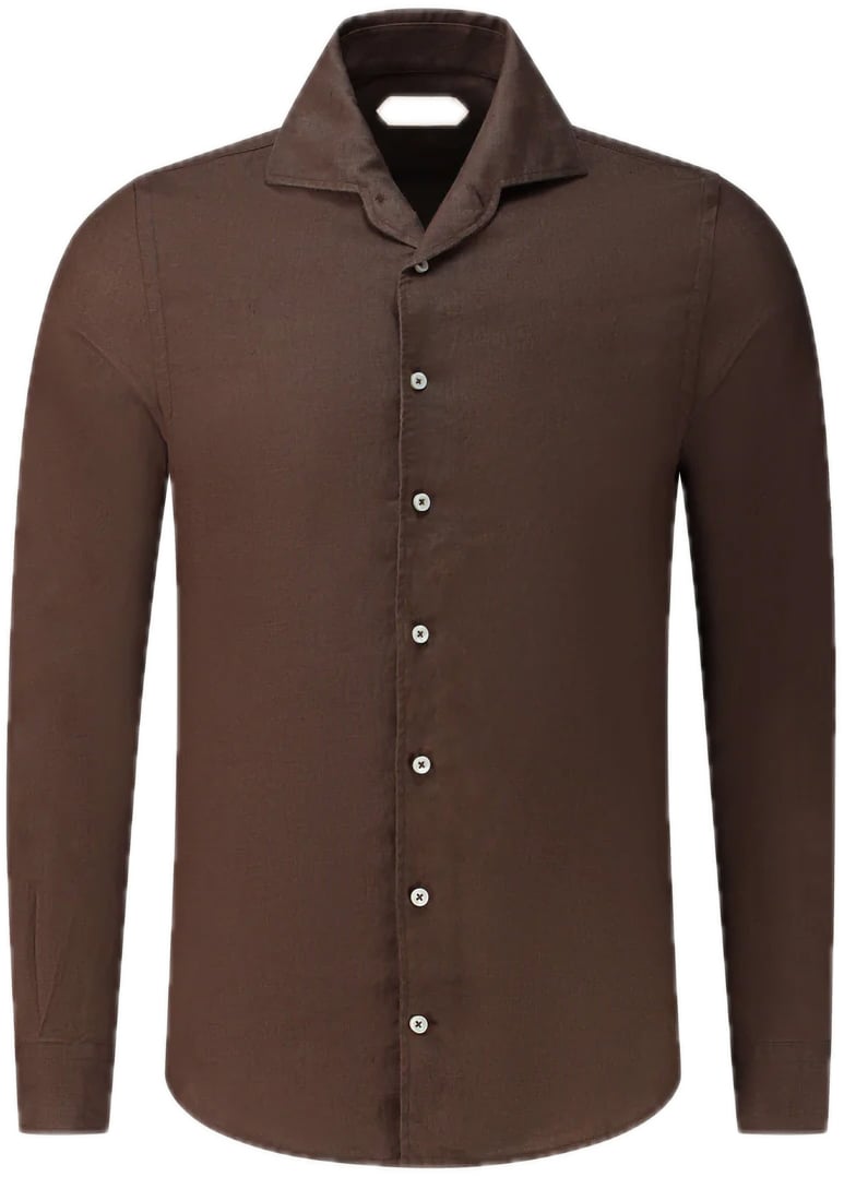 Aurélien Linnen seaside shirt Chocolate Bruin
