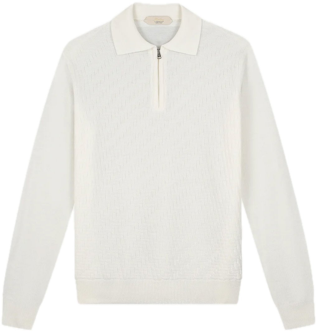 Aurélien zippullover polo Basket Wave Ivory Wit