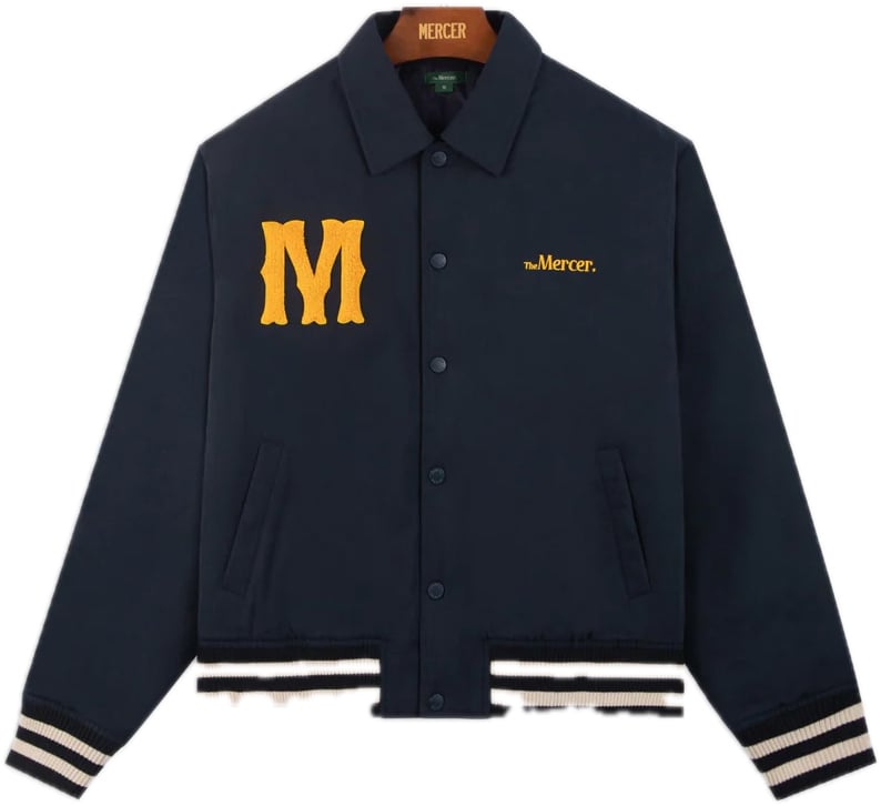 Mercer Amsterdam The Varsity Polo Jacket - Blue Blauw