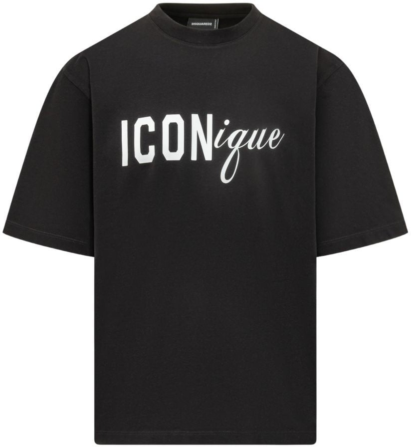 Dsquared2 T-shirt Iconique Loose Fit con Stampa Logo Zwart