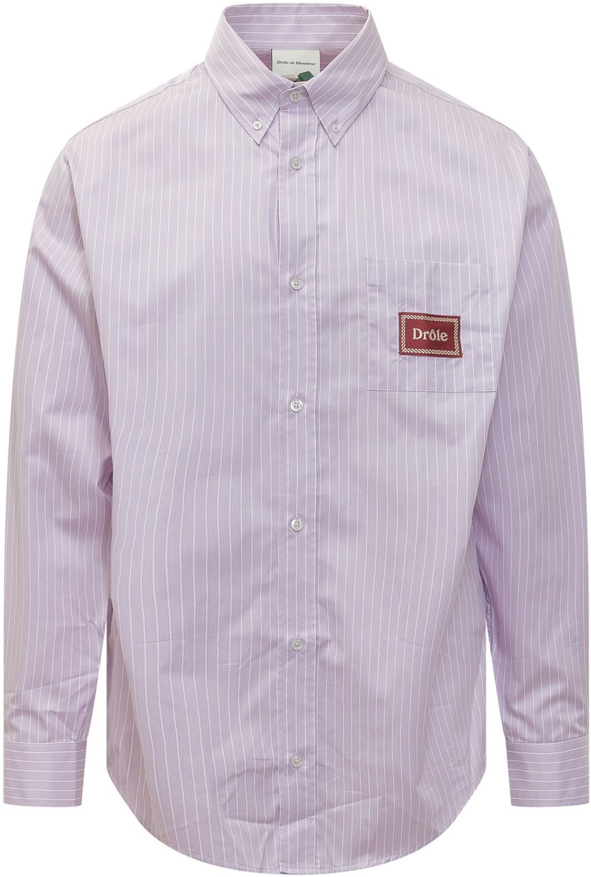 Drôle de Monsieur Camicia a Righe con Colletto Button Down Roze