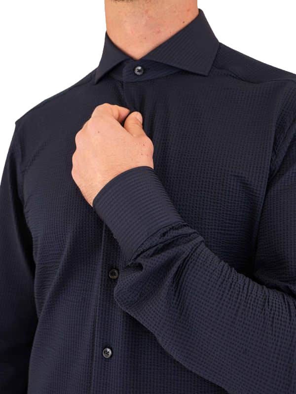 Xacus Active Seersucker Dark Blue Blauw