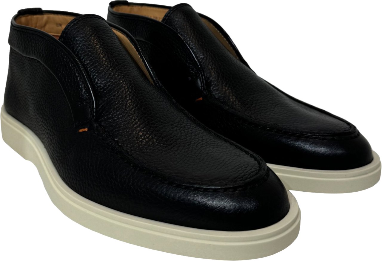 Santoni instapper leer zwart Tisano Chiaro Zwart