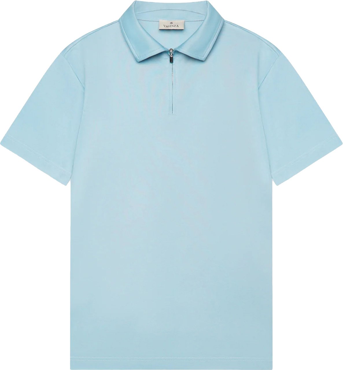 Valenza Supima Polo Zip Collar S/S Diamond Blauw