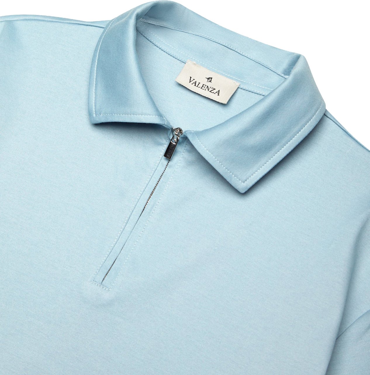 Valenza Supima Polo Zip Collar S/S Diamond Blauw