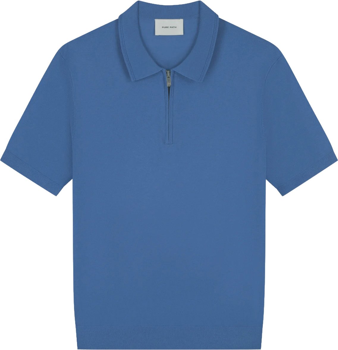 Pure Path Knit polo faded cobalt Blauw