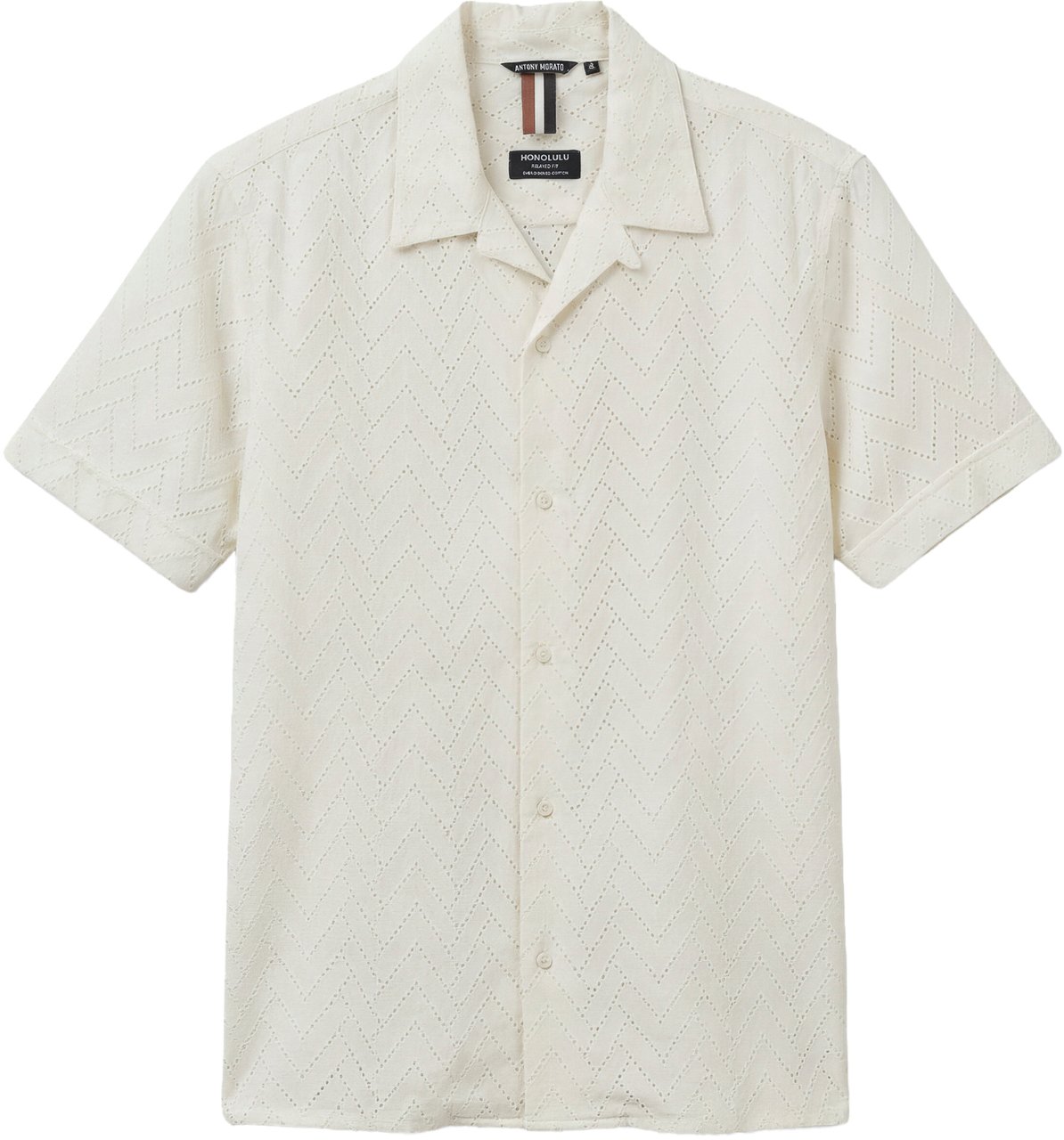 Antony Morato SHIRT HONOLULU RELAXED FIT IN EMBROIDERED POPELINE COTTON FABRIC WITH LOGOED BADGE Beige