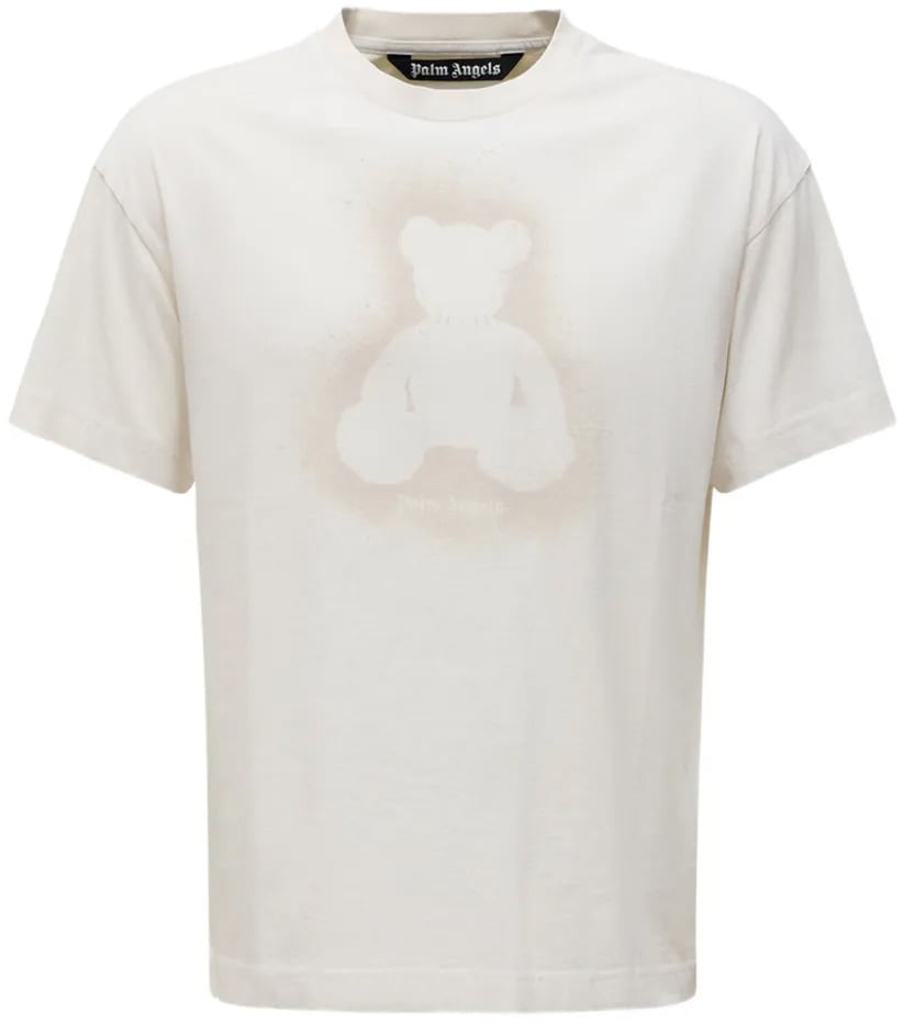 Palm Angels Spray Bear Regular Tee Offwhite Wit