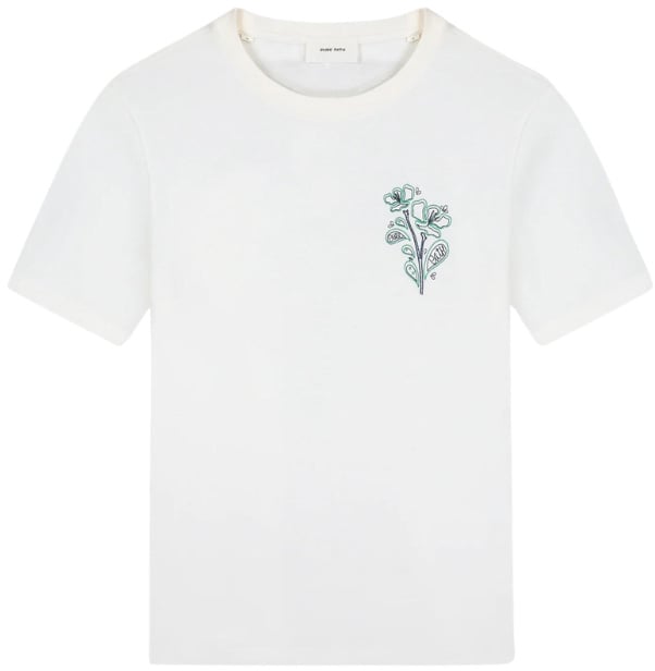 Pure Path Embroidered Flower T-shirt Wit