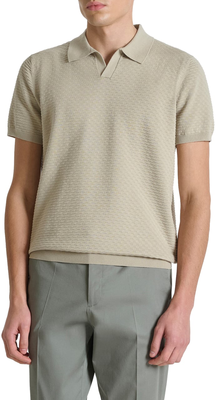 Antony Morato SWEATER POLO WITHOUT BUTTON SHORT SLEEVES REGULAR FIT IN COTTON SOFT YARN Beige