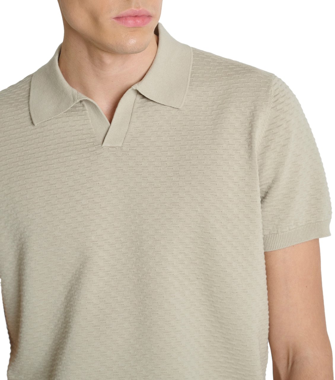 Antony Morato SWEATER POLO WITHOUT BUTTON SHORT SLEEVES REGULAR FIT IN COTTON SOFT YARN Beige