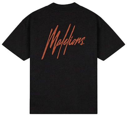 Malelions Malelions Men Oversized Striped Signature T-Shirt Zwart