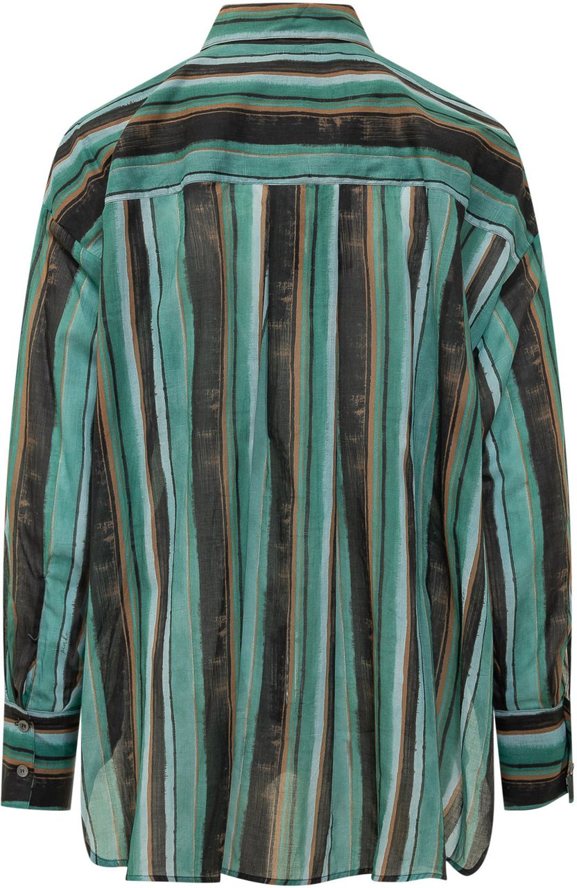 Pinko Camicia Rieti a Righe con Tasche Lime