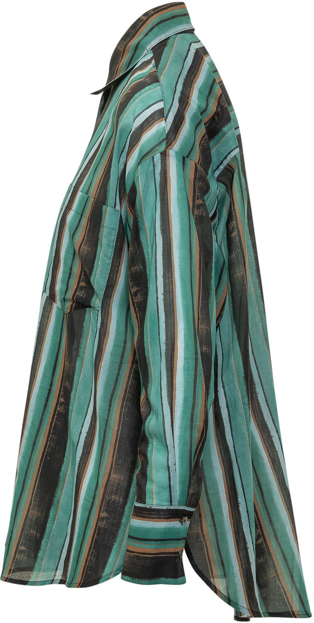 Pinko Camicia Rieti a Righe con Tasche Lime