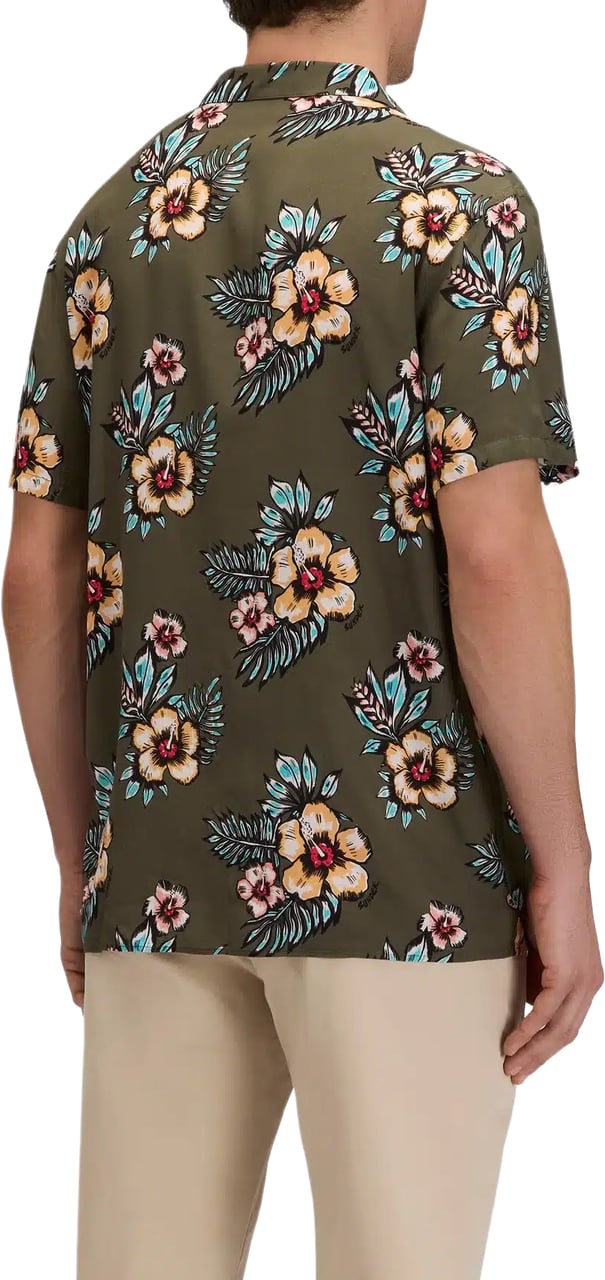 Sundek Printed Shirt Dark Ar Green Groen