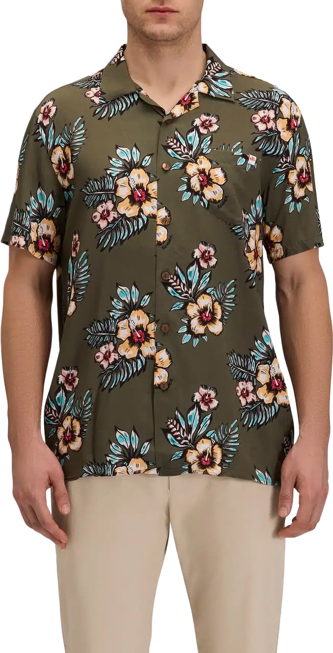 Sundek Printed Shirt Dark Ar Green Groen