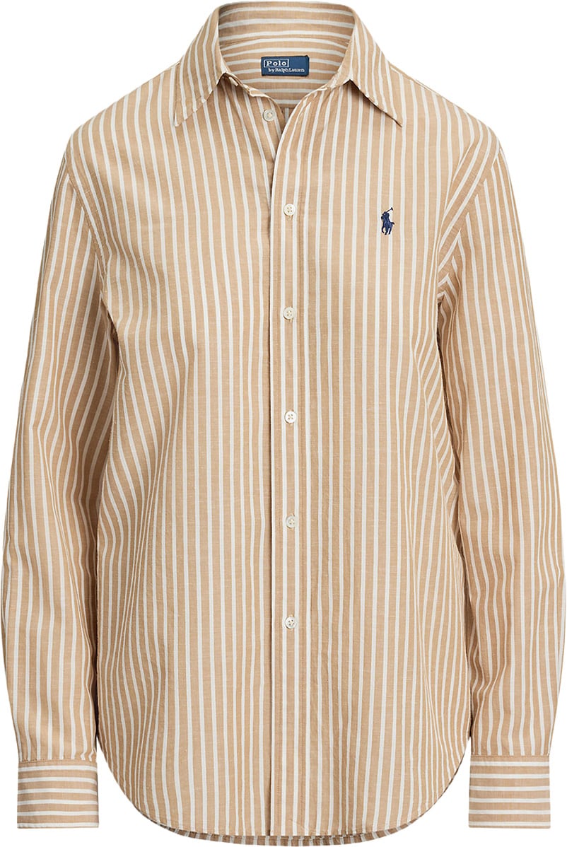 Ralph Lauren Blouse gestreept bruin/wit Bruin