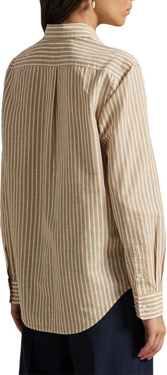 Ralph Lauren Blouse gestreept bruin/wit Bruin