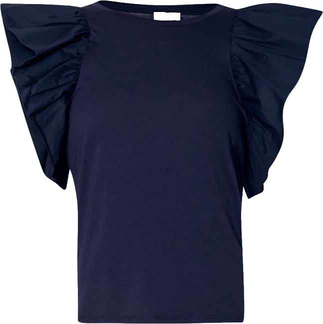 Liu Jo Poplin T-shirt Blue Blauw