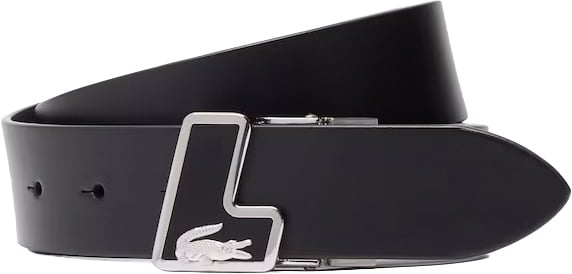 Lacoste Leren riem zwart black belt leather Zwart
