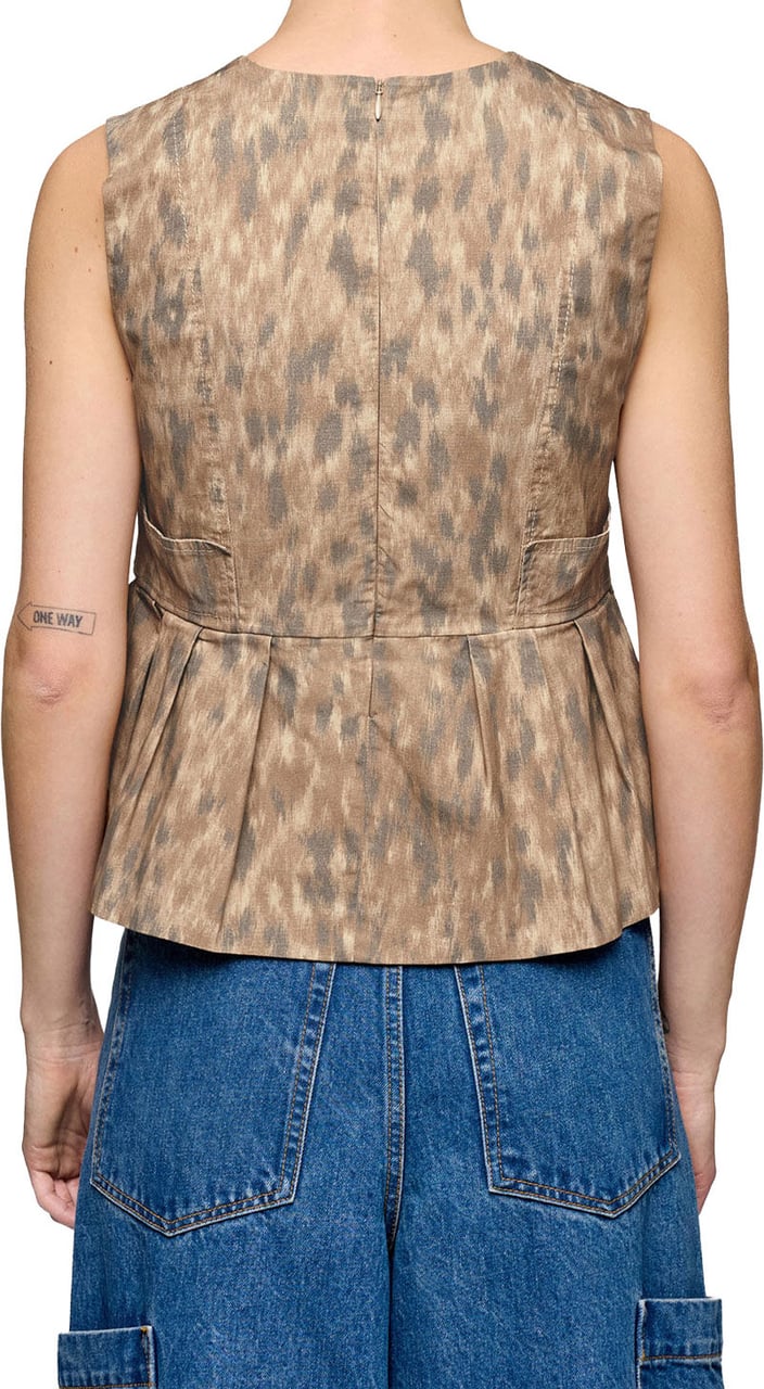 Ganni top leopard beige Beige